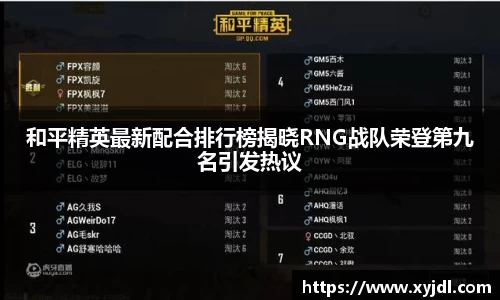 和平精英最新配合排行榜揭晓RNG战队荣登第九名引发热议